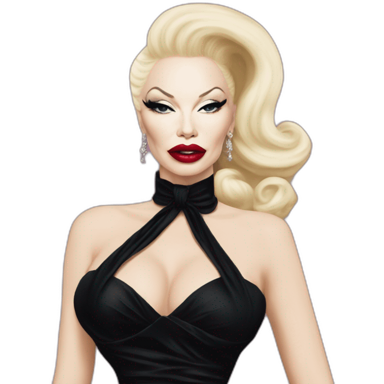 Amanda lepore wearing balenciaga long black dress emoji