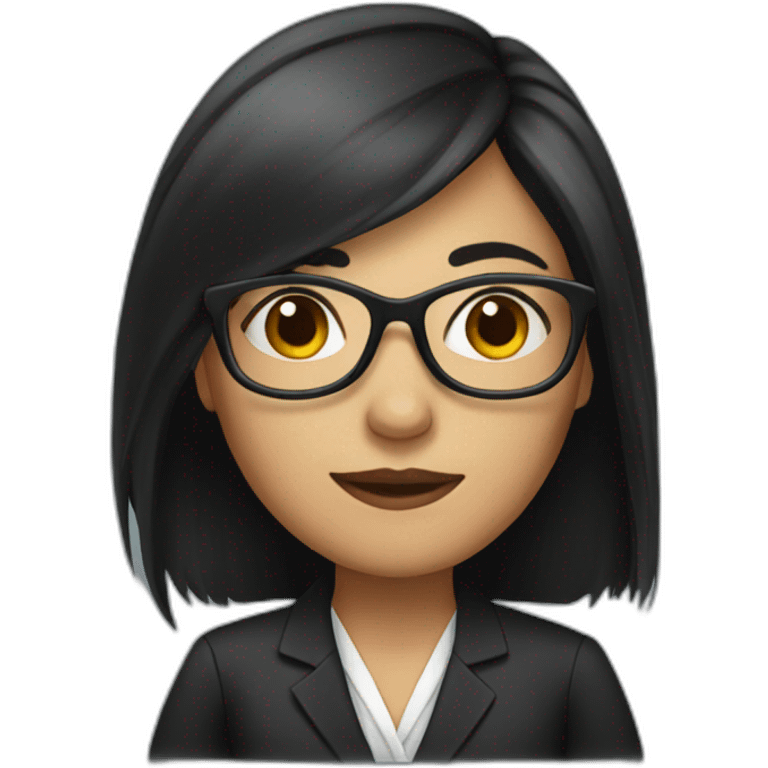 female lawyer with black long hair and glasses emoji