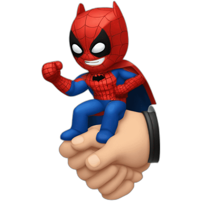 batman hand shaking spiderman hand emoji