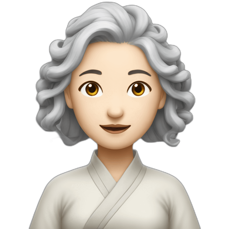 Chinese lady grey hair doing yuga movement emoji