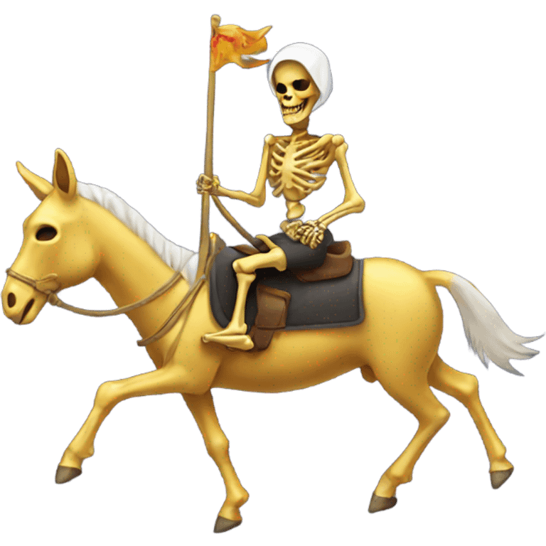 Golden skeleton riding donkey emoji