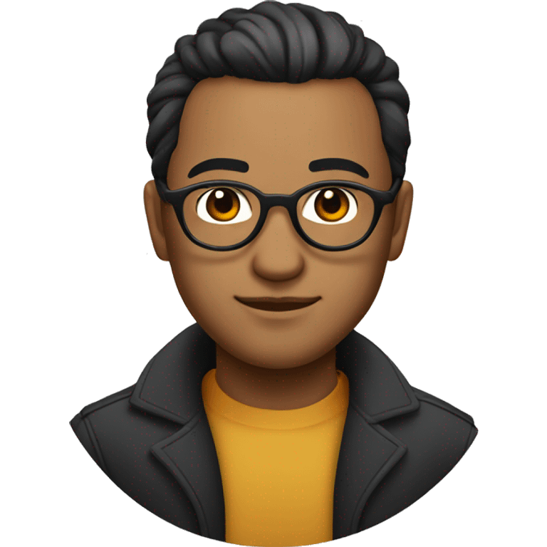 Developer Man with black ponytail, Cartier round glasses and brown eye emoji