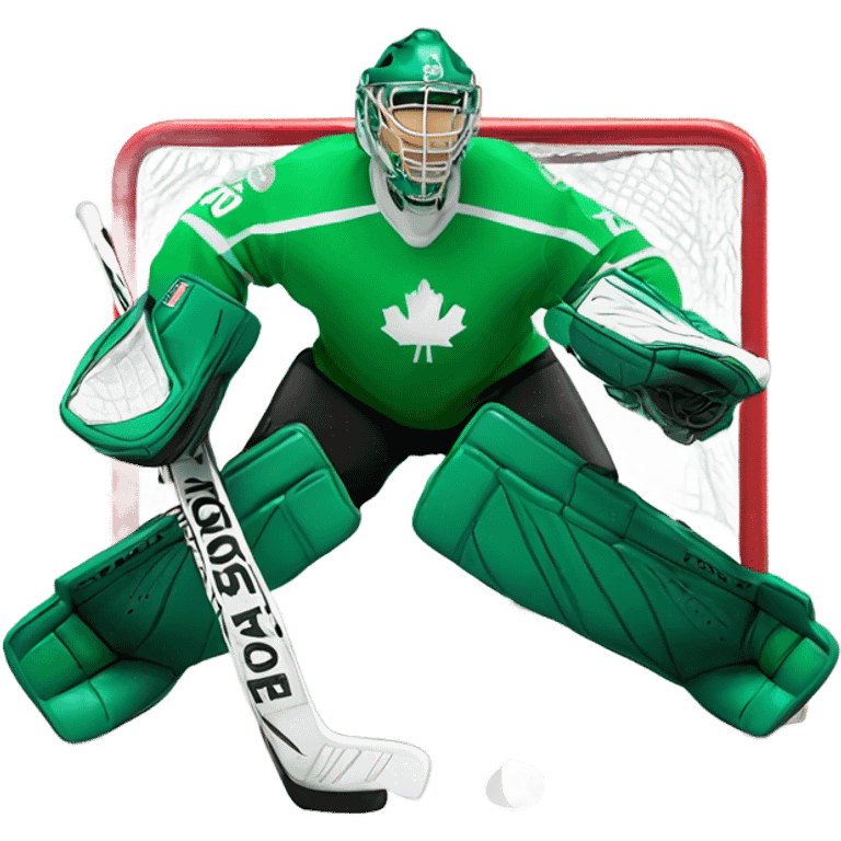 Hockey goalie wearing green jersey  emoji