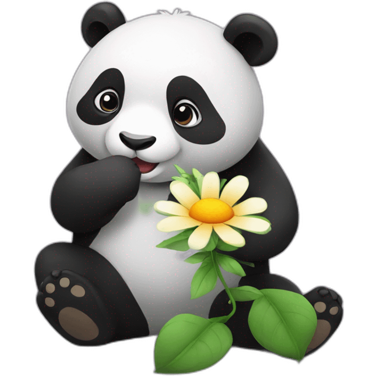 Panda giving flower to seal emoji