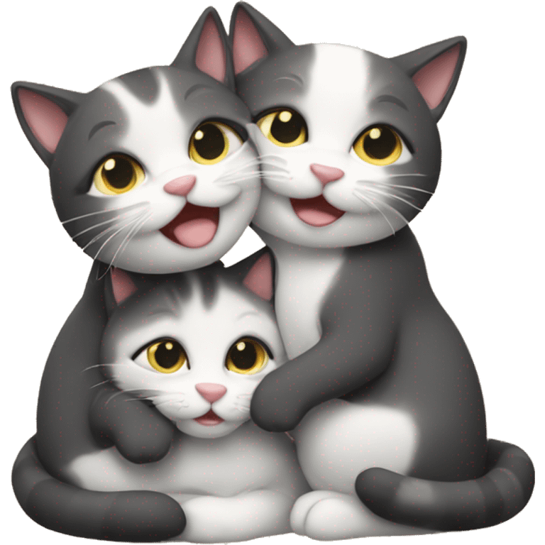 three cats hugging emoji