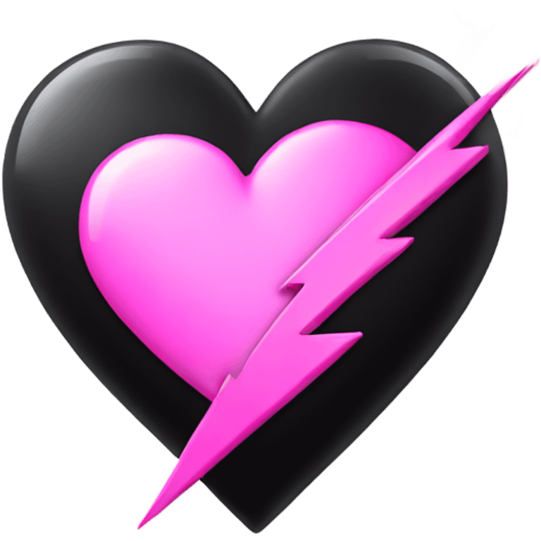 Pink heart with black lightning bolt emoji