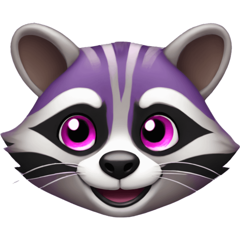 purple raccoon with body with pink eyes winking emoji