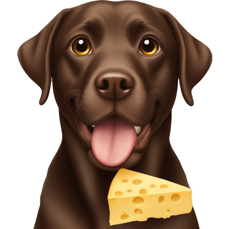 Chocolate lab eating cheese it’s  emoji