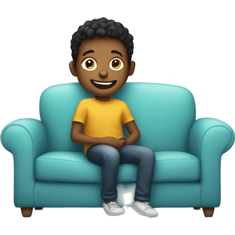 smiling boy on couch emoji