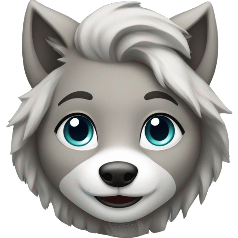 Young Happy female wolf emoji