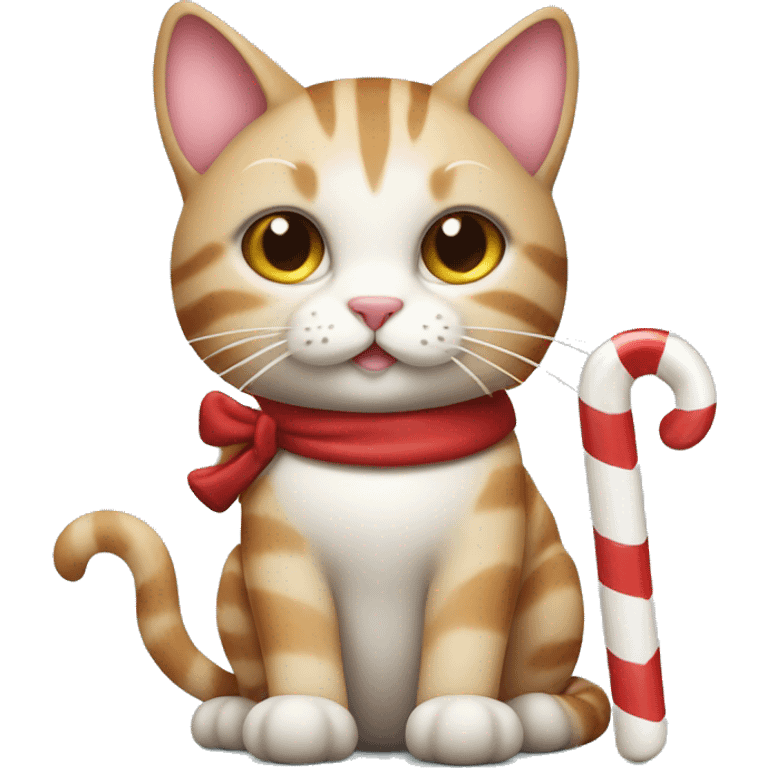 Cat with a candy cane emoji