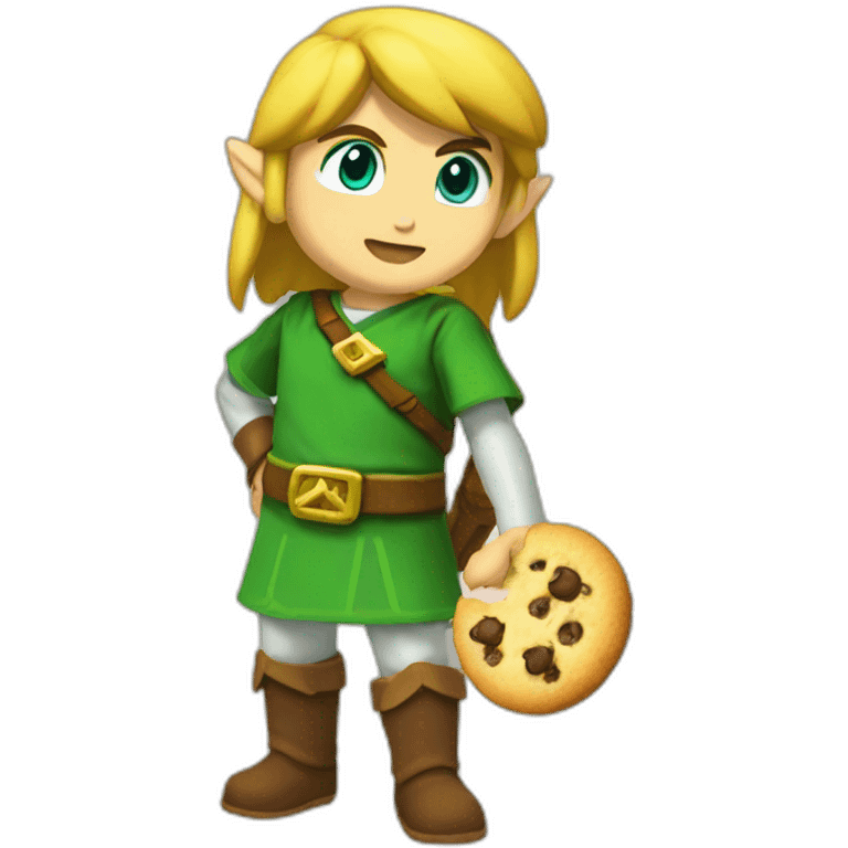 Link de Zelda qui mange un cookies emoji