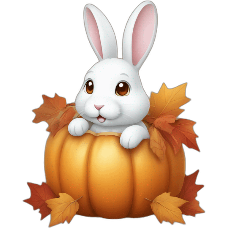 autumn cozy white rabbit emoji