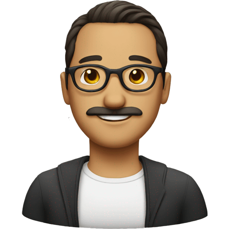 a man with a bun, round glasses and thin moustache emoji