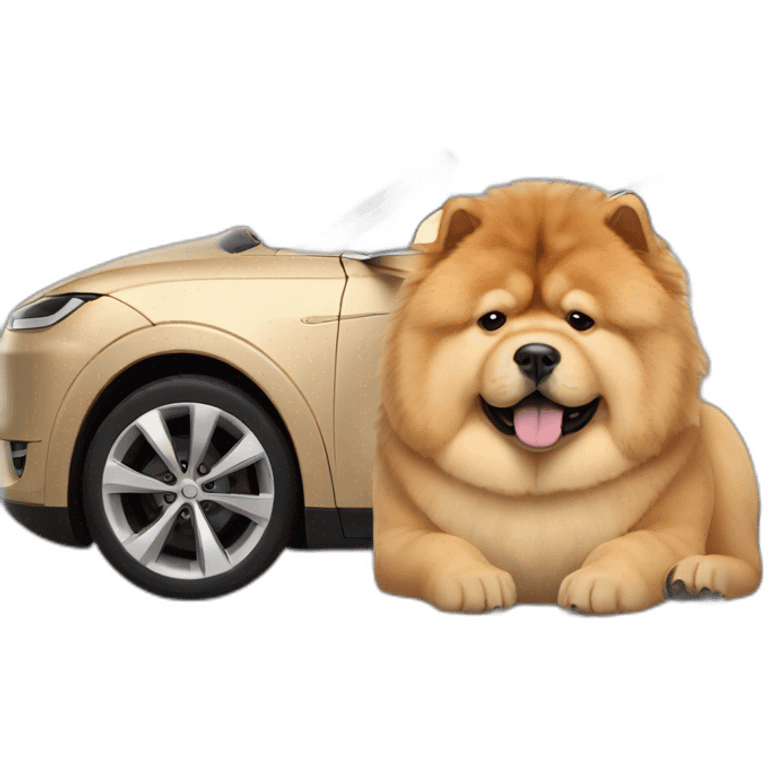 chow chow in a tesla car emoji