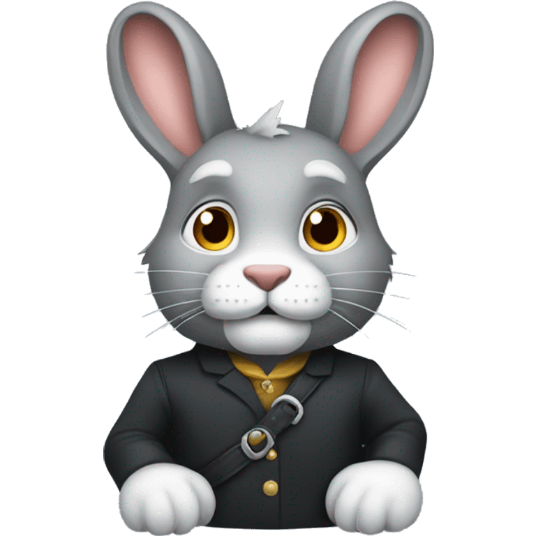 Lapin noir avec crinière lion grise emoji