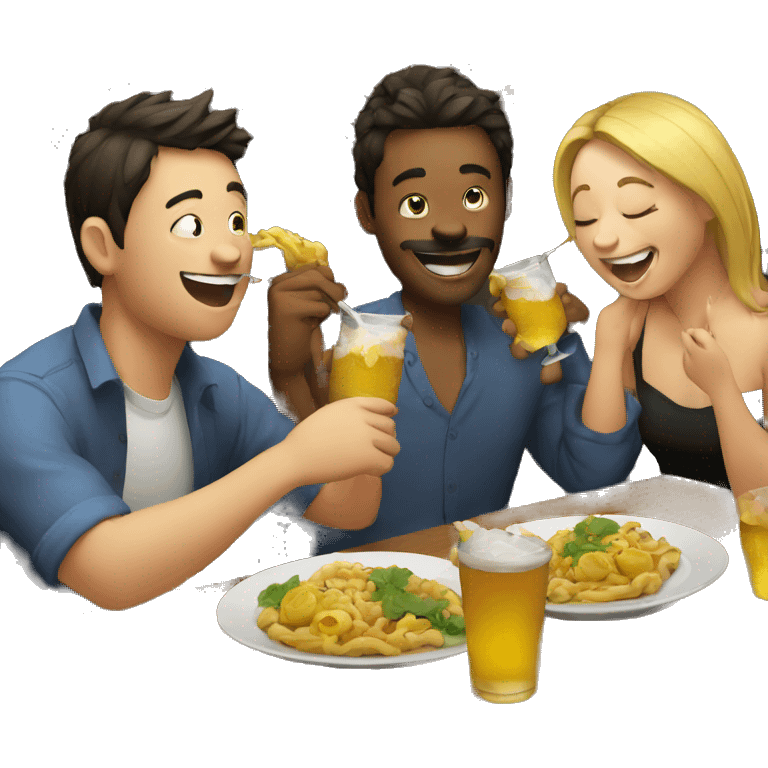 people drunk and eating happily emoji