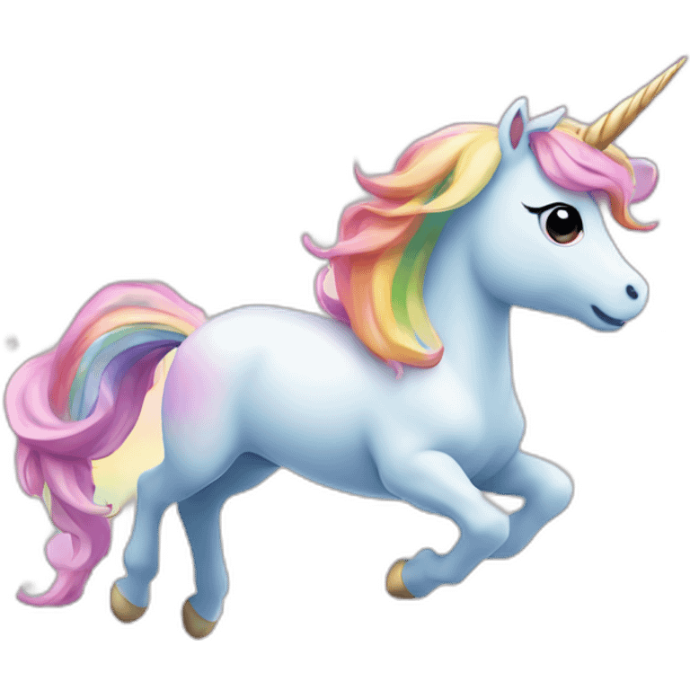 Cute kawaii unicorn jumping over a rainbow  emoji