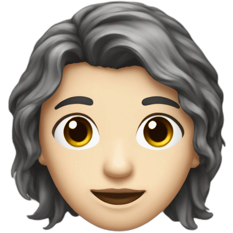 dark brown hair mullet programmer nose stud silver emoji