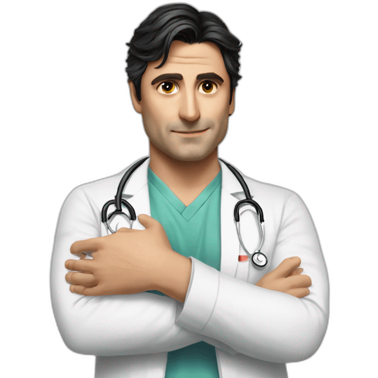 Andrea Montella seriously blessing with the arm with doctor dress emoji