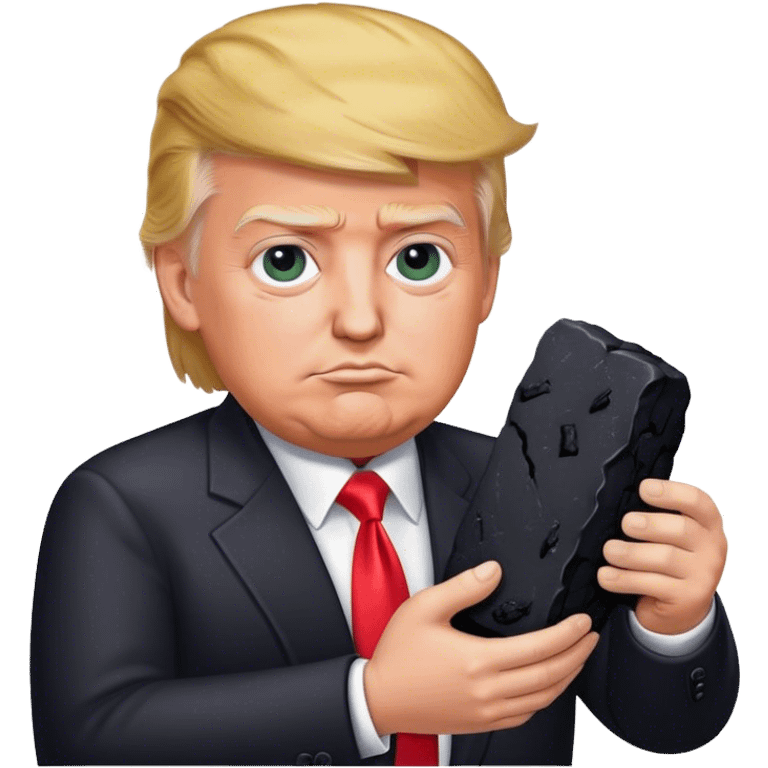 Trump holds coal in his hands emoji