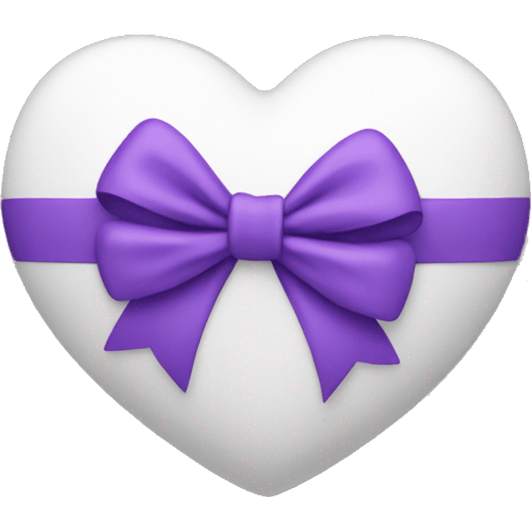 white heart with purple bow emoji