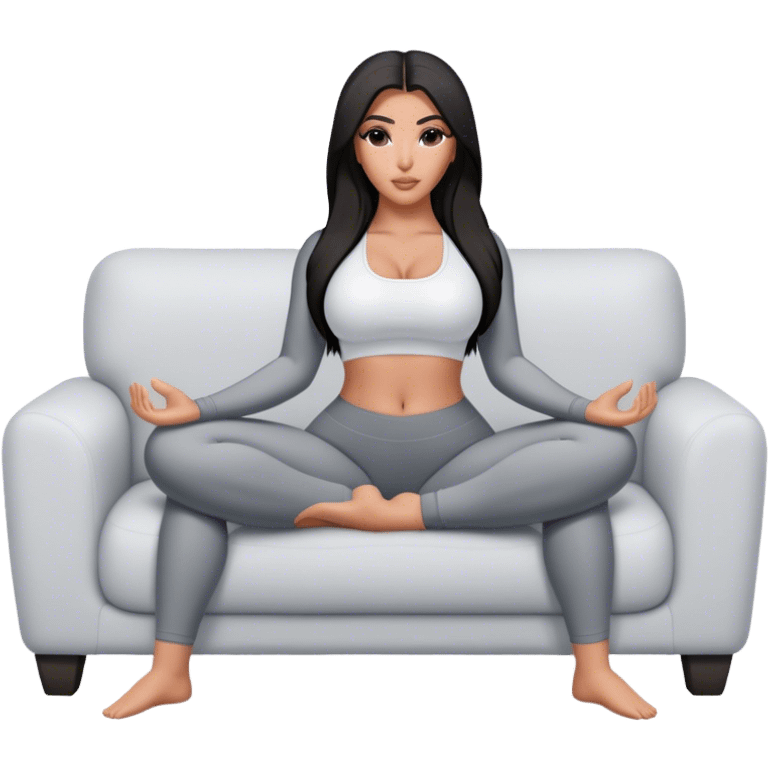 hyper-realistic kim kardashian in yoga pants on couch comfy emoji