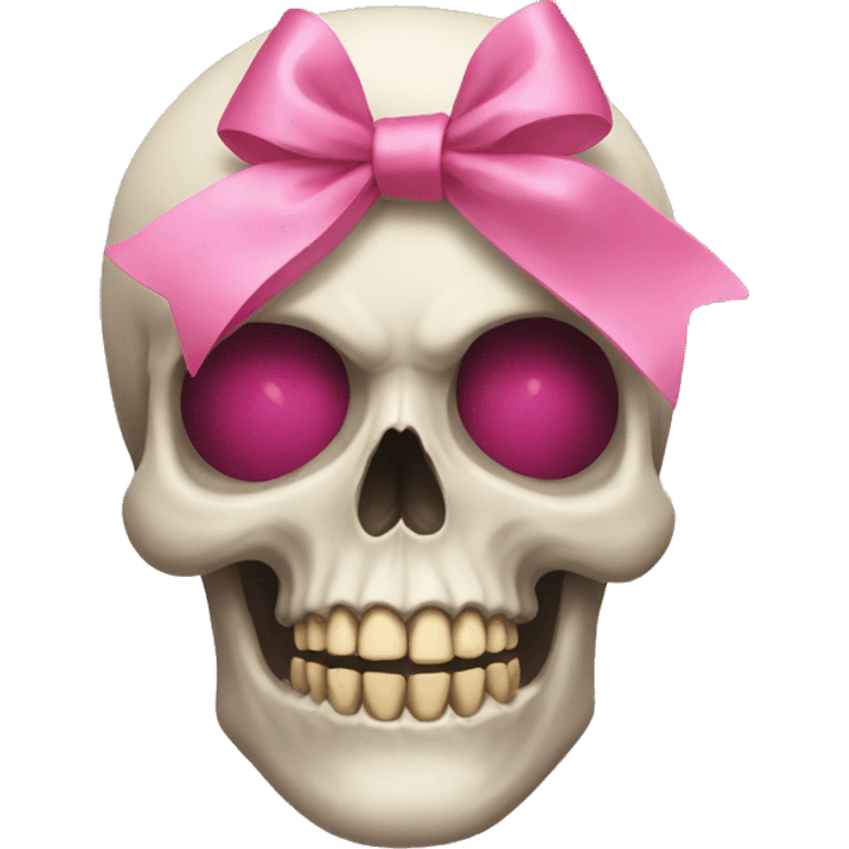 Skull with a pink bow and a short wig emoji