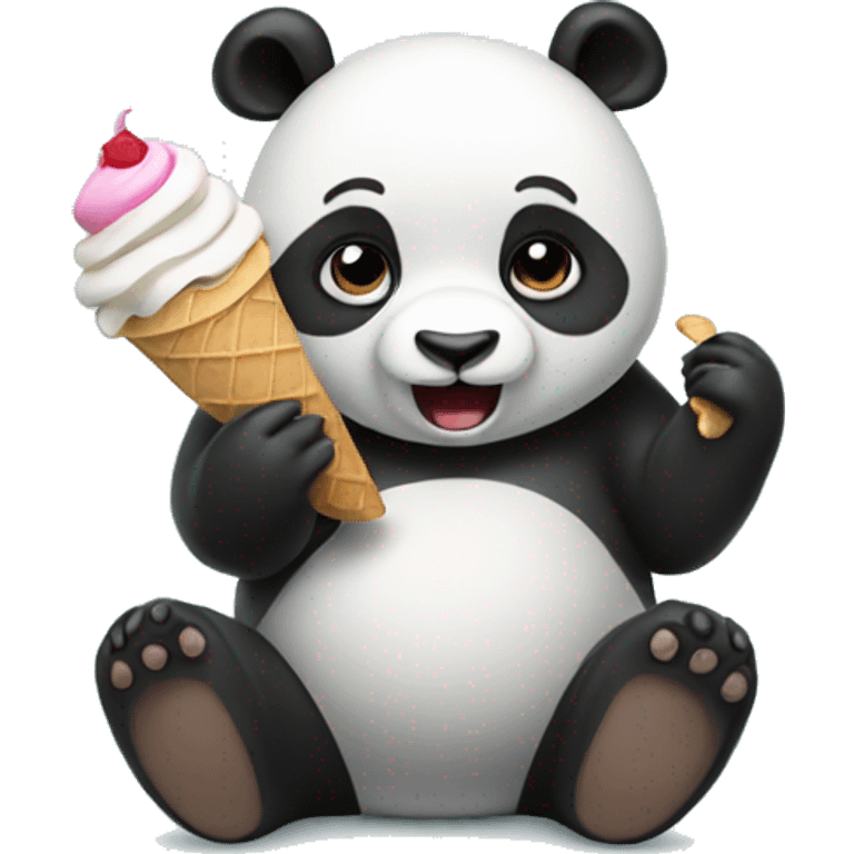 Panda eating ice cream emoji