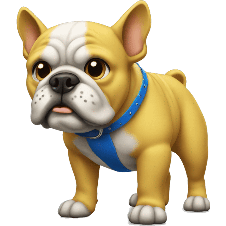 yellow bulldog with blue spiked collar emoji