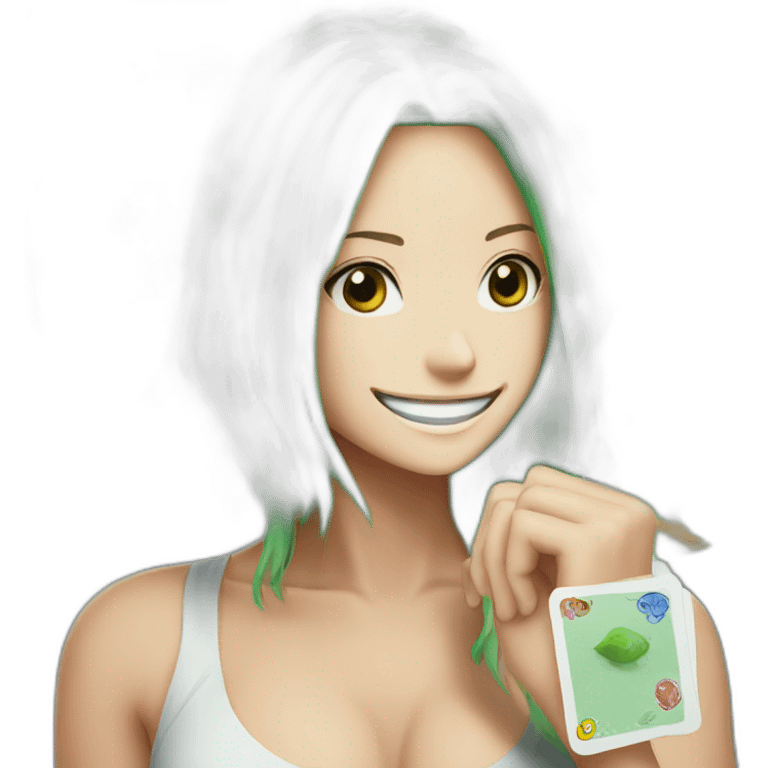 Nami one piece with cards emoji