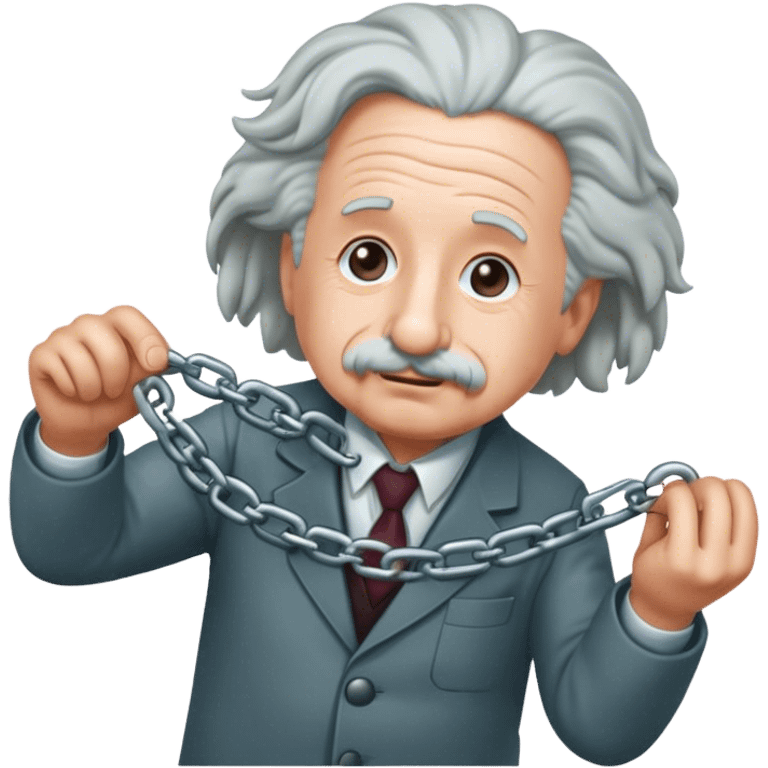 Albert einstein pulling on a chain emoji