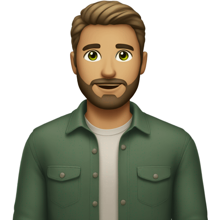 handsome man with beard and green eyes light medium skin emoji