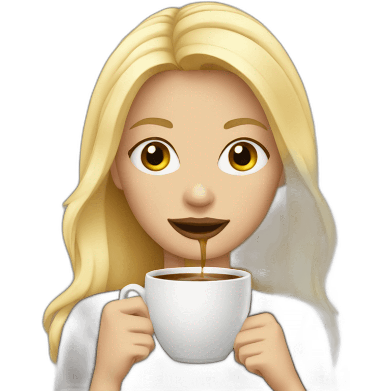 Blonde girl with coffee emoji