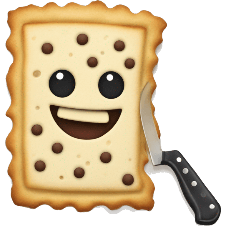 poptart smiling holding a knife emoji