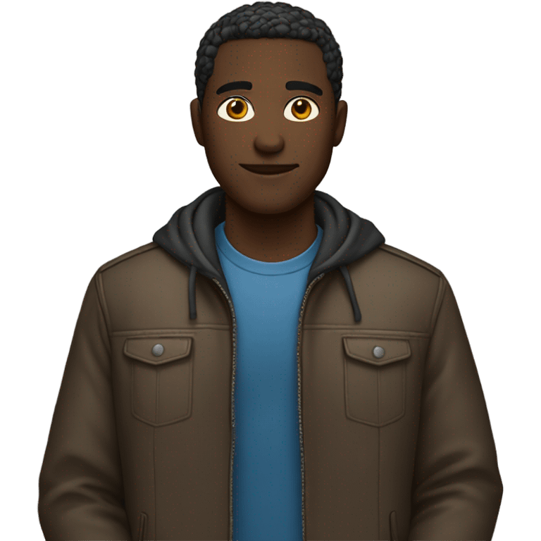 dark-skinned male 👀 in jacket emoji