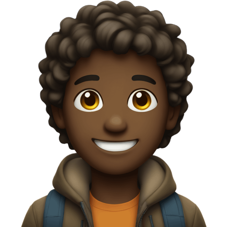 smiling boy outdoors at night emoji