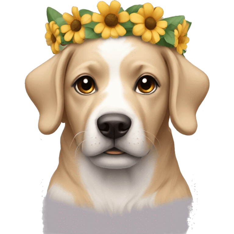 Dog wearing a flower crown emoji