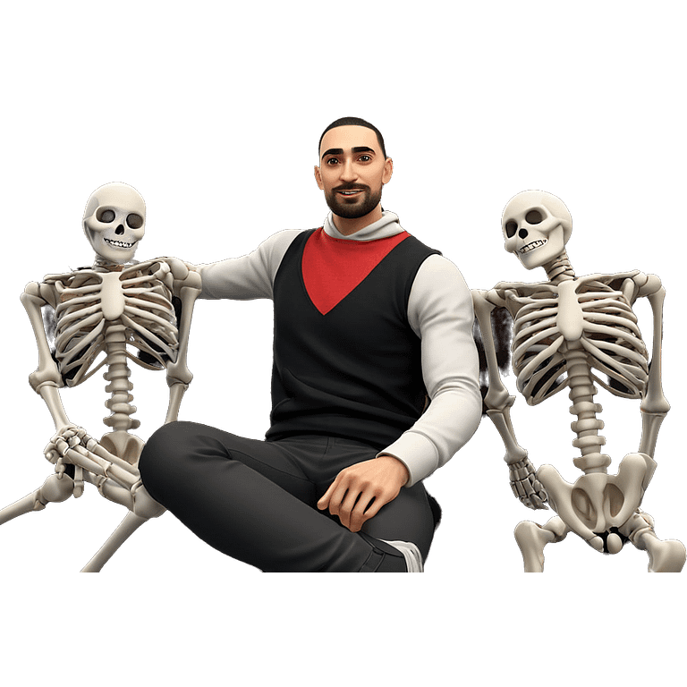 sitting boy with skeleton partner emoji