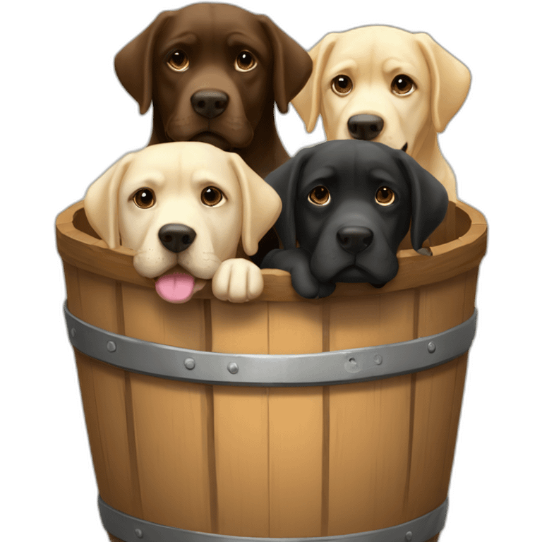 three labradors in a barrel emoji