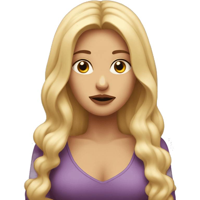 Woman with blond long hair, hand held up under her chin, rolling her eyes impatiently looking annoyed  emoji