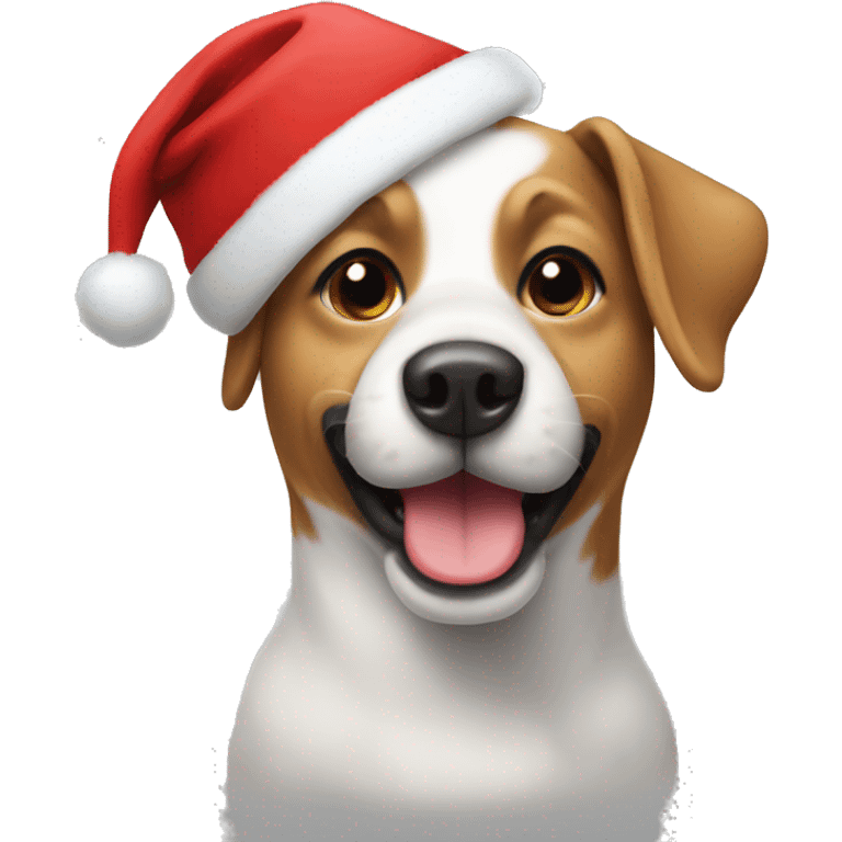 Dog wearing Christmas hat emoji