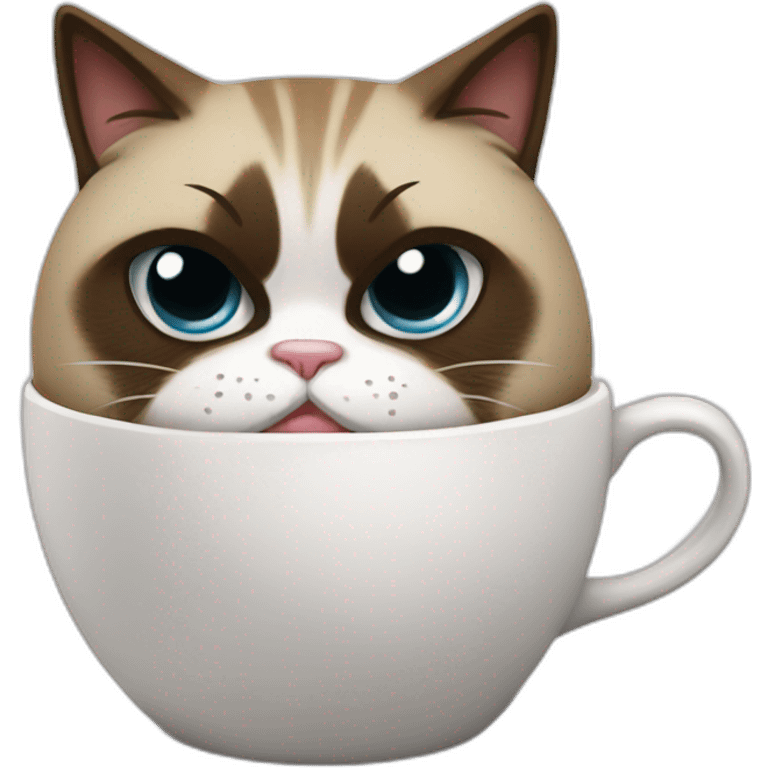 grumpy cat drops a coffee mug on the floor emoji