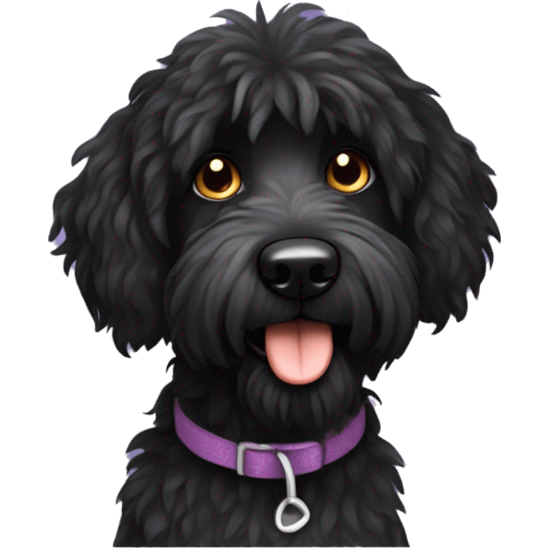 Scruffy black Australian doodle dog  emoji