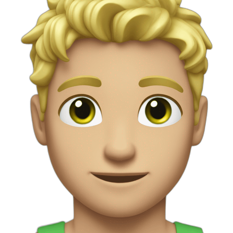 Muscular boy, shirt off, blond hair ,green eyes emoji