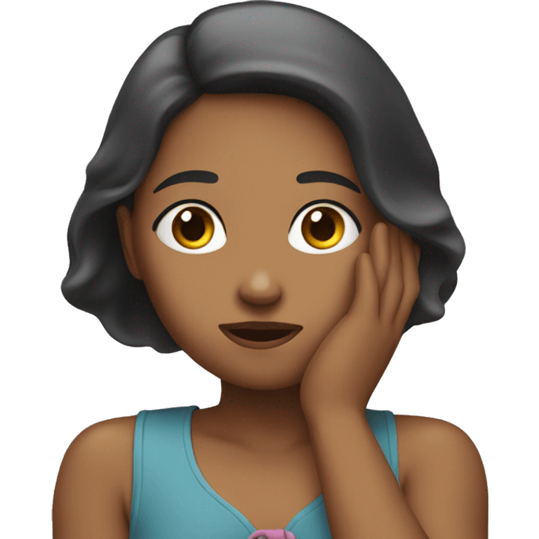 a girl sighing with a hand on the head emoji