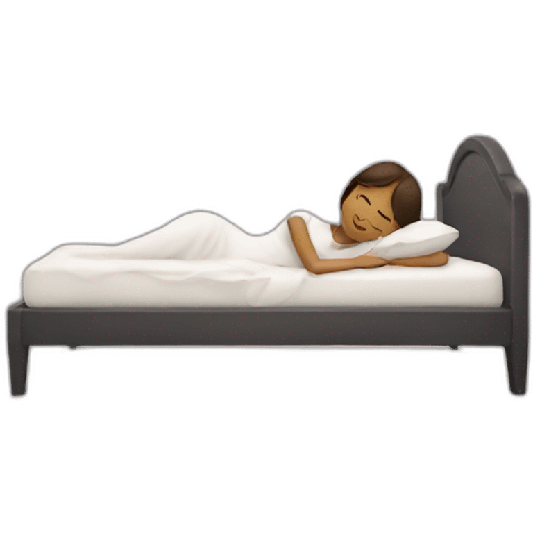 Aesthetic bed with girl resting on it emoji