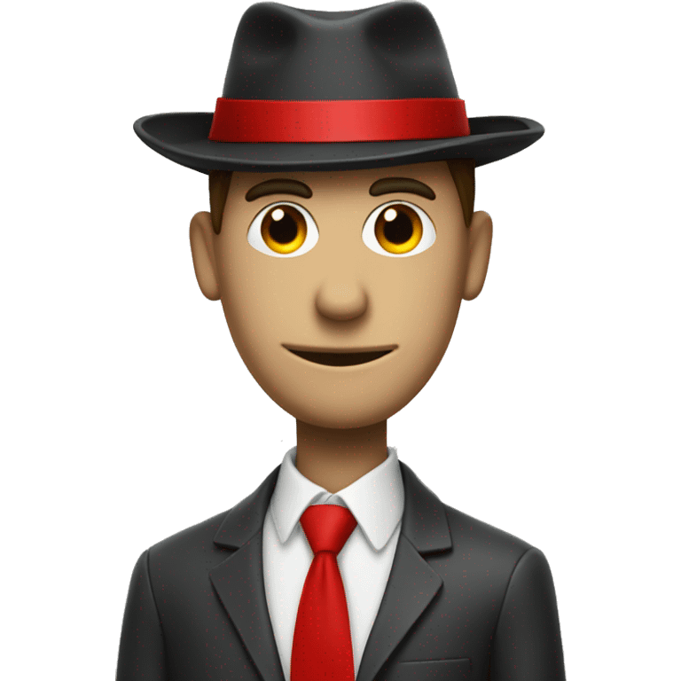 stick man with red tie and hat with red detail   emoji