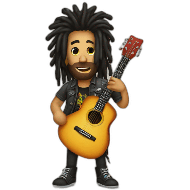 Dreadlocks Mohawk emoji with guitar emoji