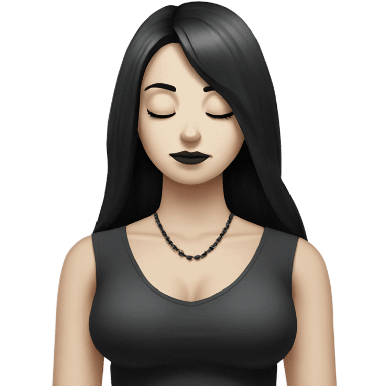 goth white girl and black hair meditating emoji